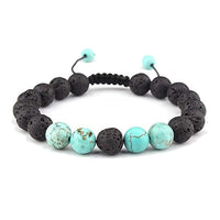 Thumbnail for Adjustable Anxiety Diffusing Lava Stone Bracelet W/Turquoise Stones -