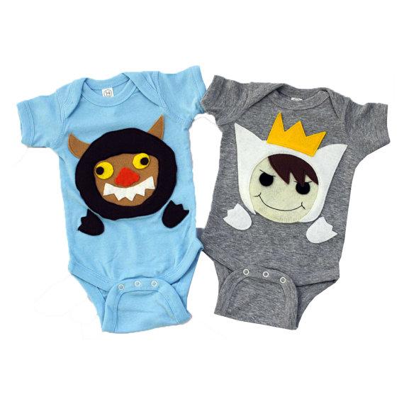 A Wild Boy & a Wild Monster Infant Bodysuits Combo - 2 ONESIES