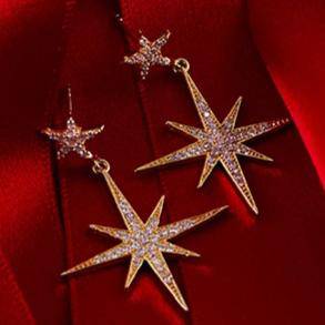 LATELITA - Large Star Burst Drop Earrings Silver -