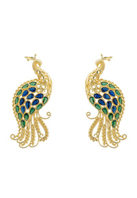 Thumbnail for LATELITA - Peacock Train Earrings Gold Blue Green -