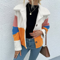 Thumbnail for Color Block Button Down Collared Jacket - T - 4 COLORS -