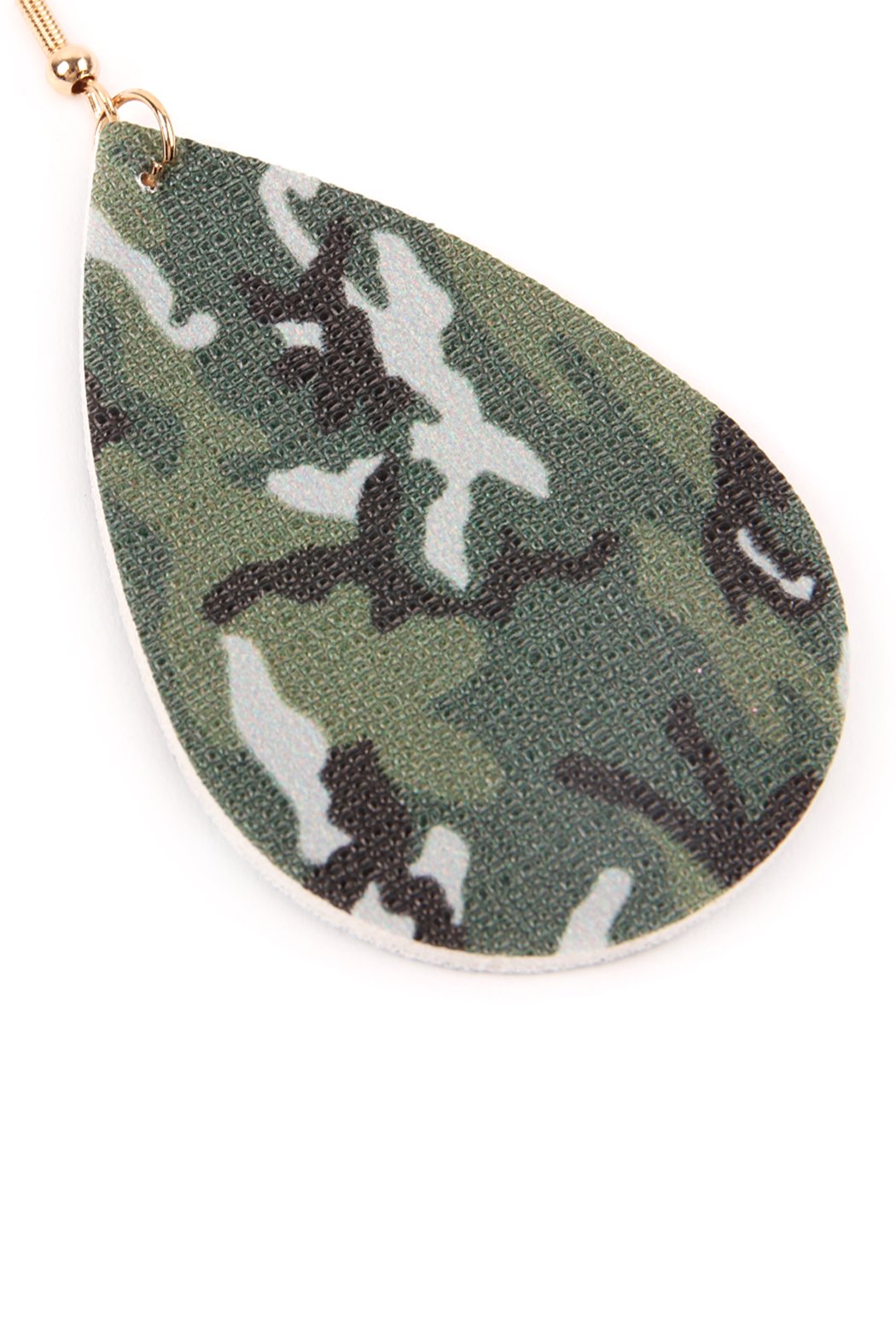 Camouflage Teardrop Leather Earrings -