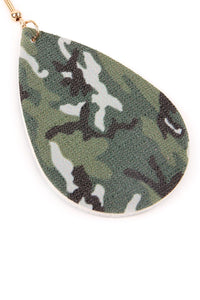 Thumbnail for Camouflage Teardrop Leather Earrings -