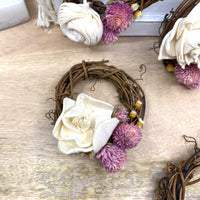 Thumbnail for Sunsum - Mini Grapevine Wreath Ornaments With Dried Flowers, 3” -