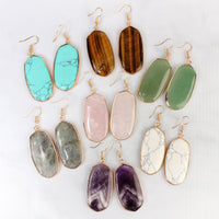 Thumbnail for USA - Natural Oval Stone Earrings - 9 COLORS -