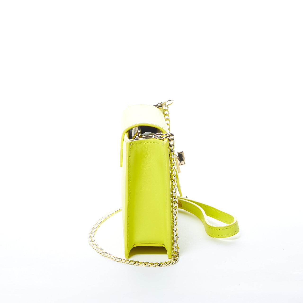 Mary Bright Yellow Small Crossbody Leather Wristlet -