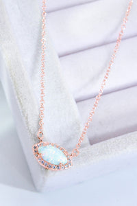 Thumbnail for 18k Rose Gold / Silver Plated Opal Pendant Necklace - T - 2 FINISHES -