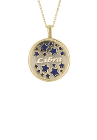 Thumbnail for Zodiac Lapis Lazuli Gemstone Star Constellation Pendant Necklace Gold Libra -