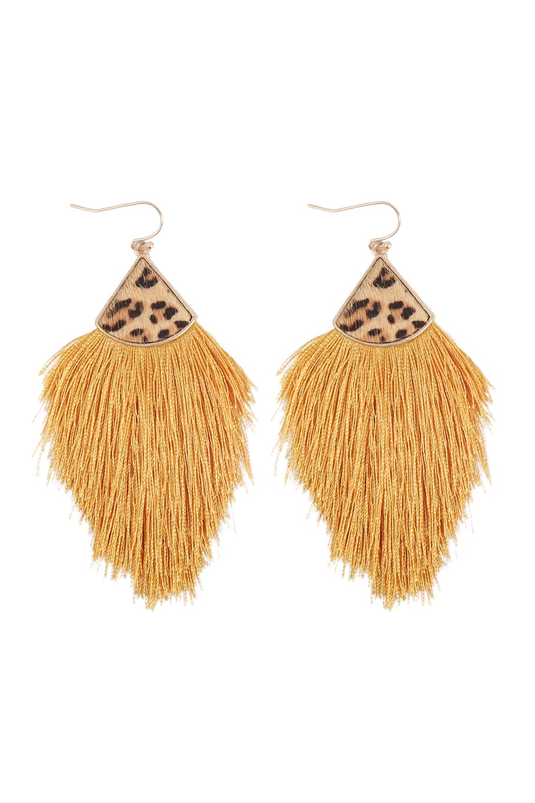 Leopard Real Leather Tassel Hook Earrings - 9 COLORS -