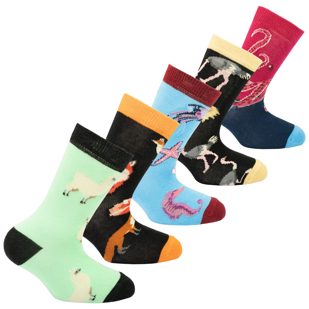 Kids Wild Animals Socks - 5 PACK -