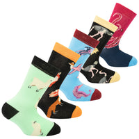 Thumbnail for Kids Wild Animals Socks - 5 PACK -