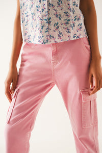 Thumbnail for Q2 - Relaxed Cargo Pants in Pink - 1 COLOR -