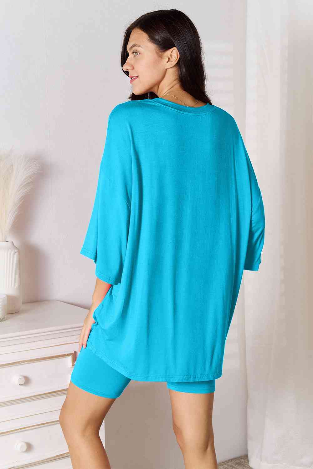 Basic Bae Full Size Soft Rayon Three-Quarter Sleeve Top and Shorts Set - SIZES S THRU 3XL - 2 PCS. - T - 5 COLORS -