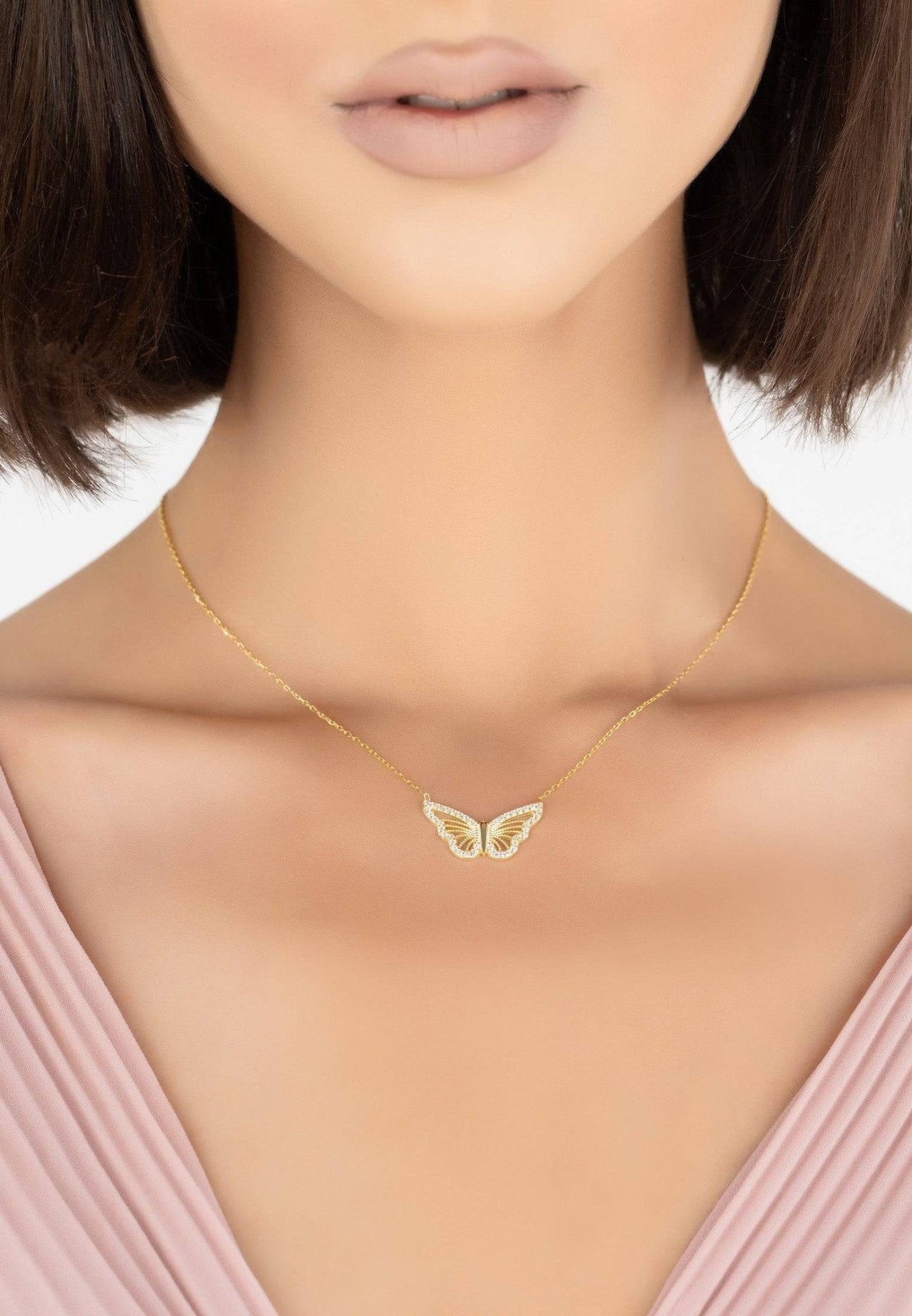 LATELITA - Filigree Butterfly Necklace Gold -