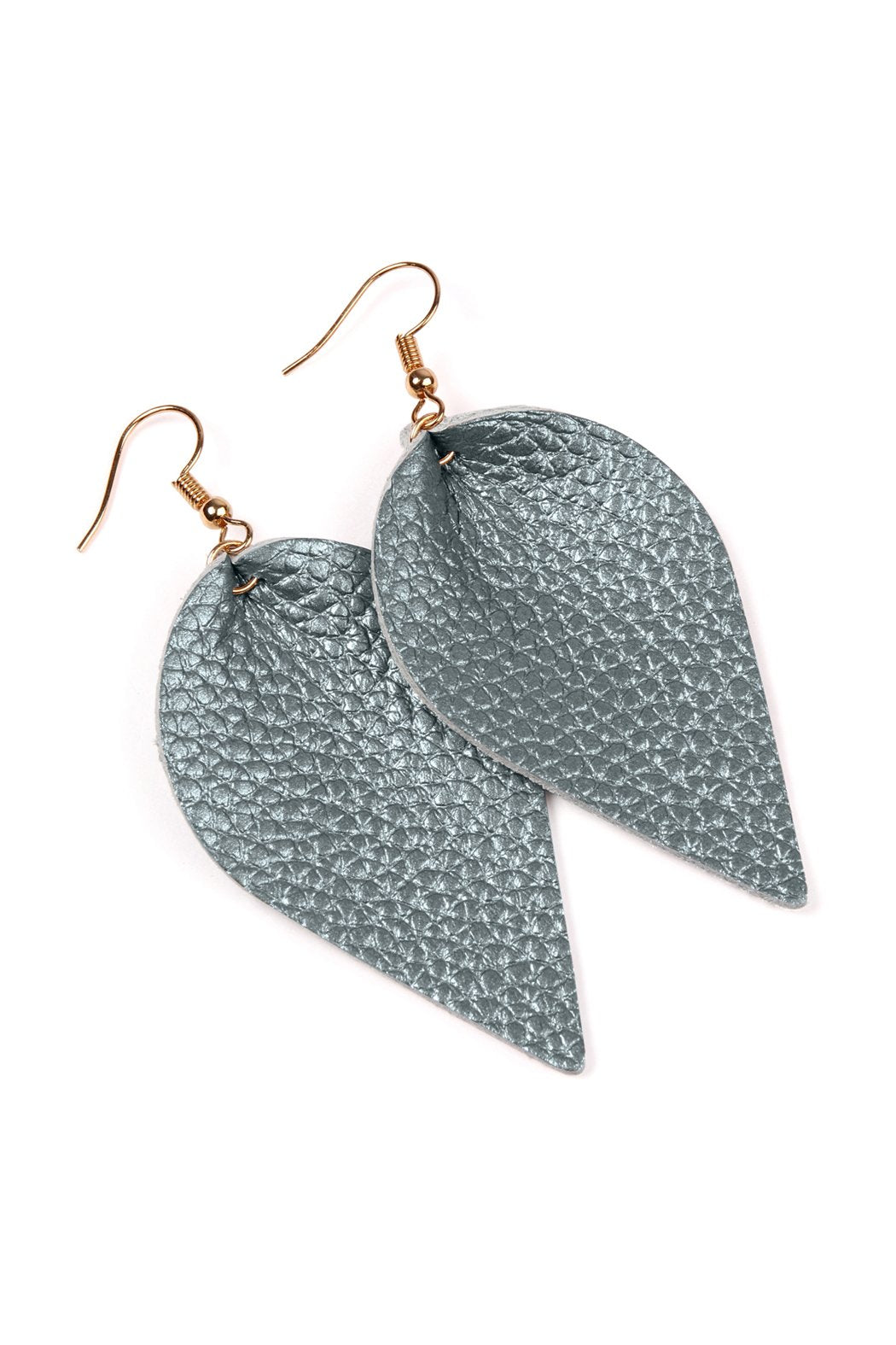 Teardrop Shape Pinched Leather Earrings - 18 COLORS -