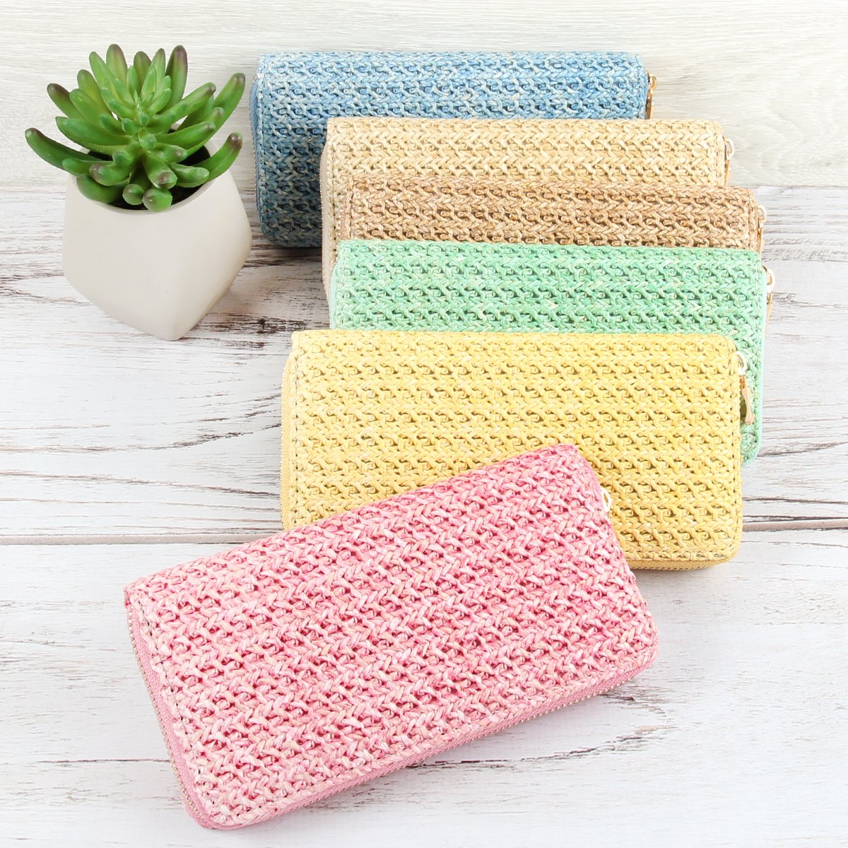 Crocheted Single Zipper Wallet - 6 COLORS -