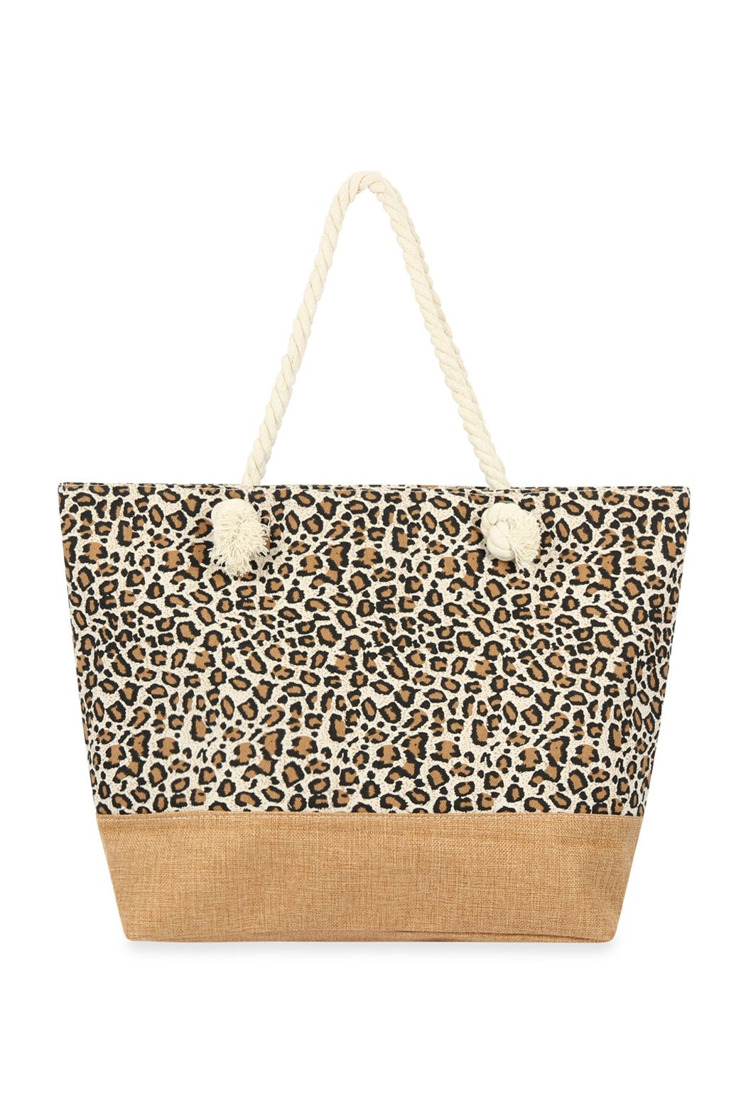 Riah Fashion - Brown Leopard Printed Tote Bag - 1 COLOR -