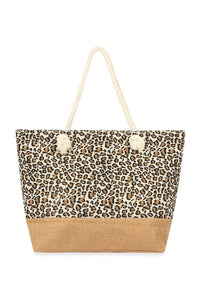 Thumbnail for Riah Fashion - Brown Leopard Printed Tote Bag - 1 COLOR -