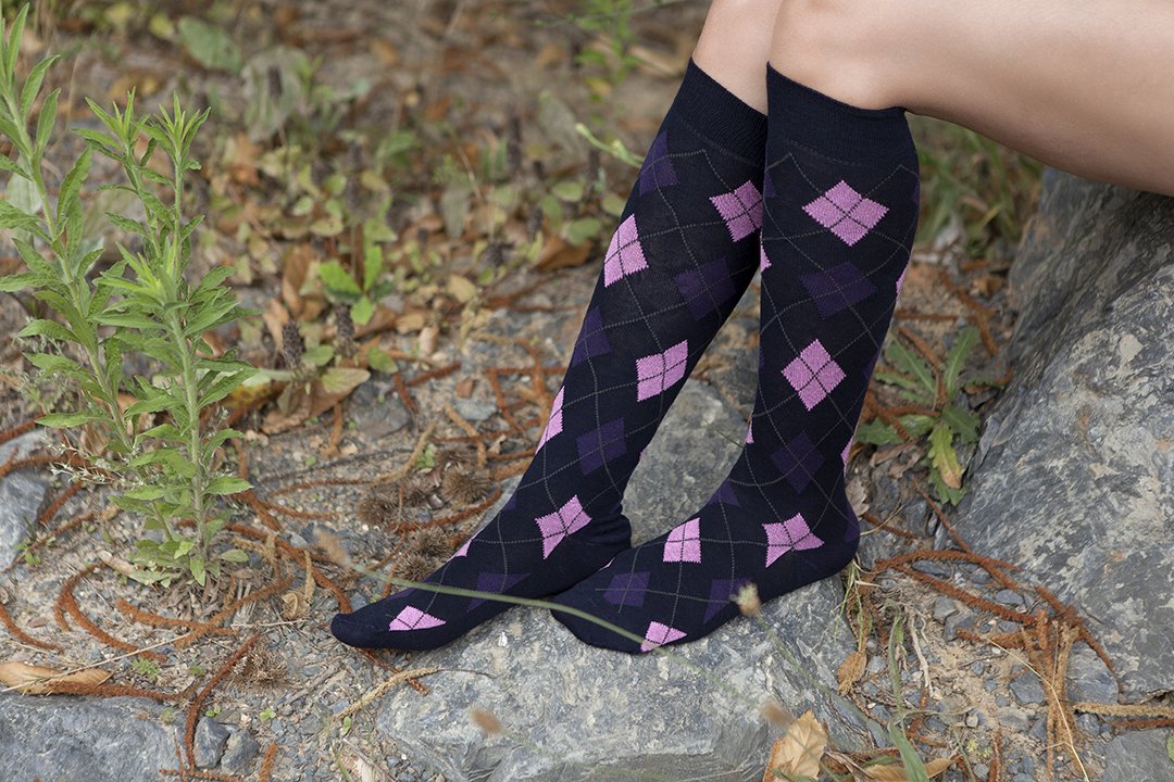 Women's Classy Argyle Knee High Socks - 1 COLOR -