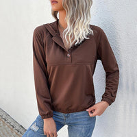 Thumbnail for New women's long-sleeved solid color hooded sweater - K - 2 COLORS -