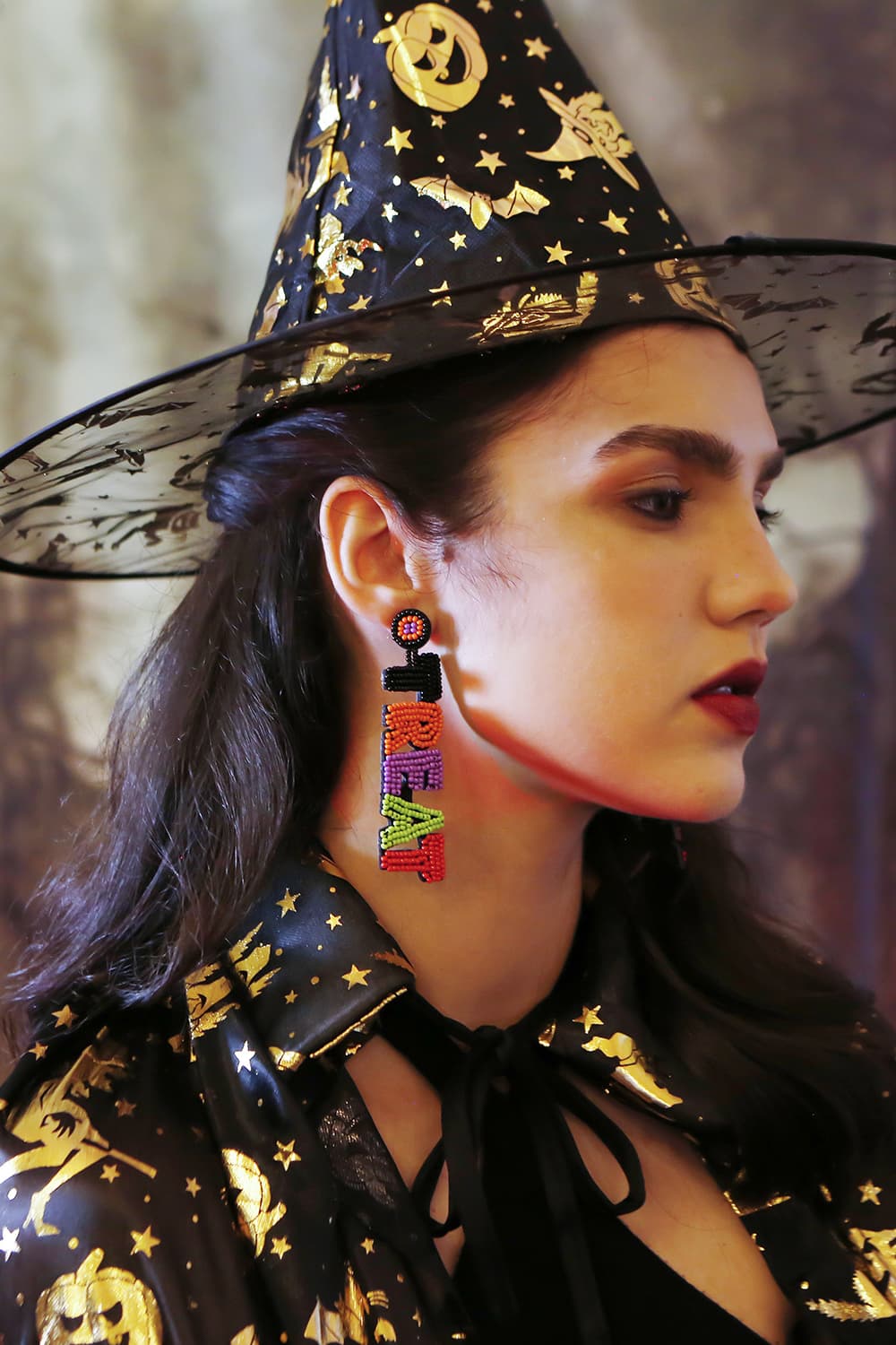 TRICK OR TREAT Beaded Dangle Earrings - T -