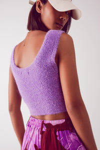 Thumbnail for Q2 - Knitted Crop Top in Purple - 1 COLOR -