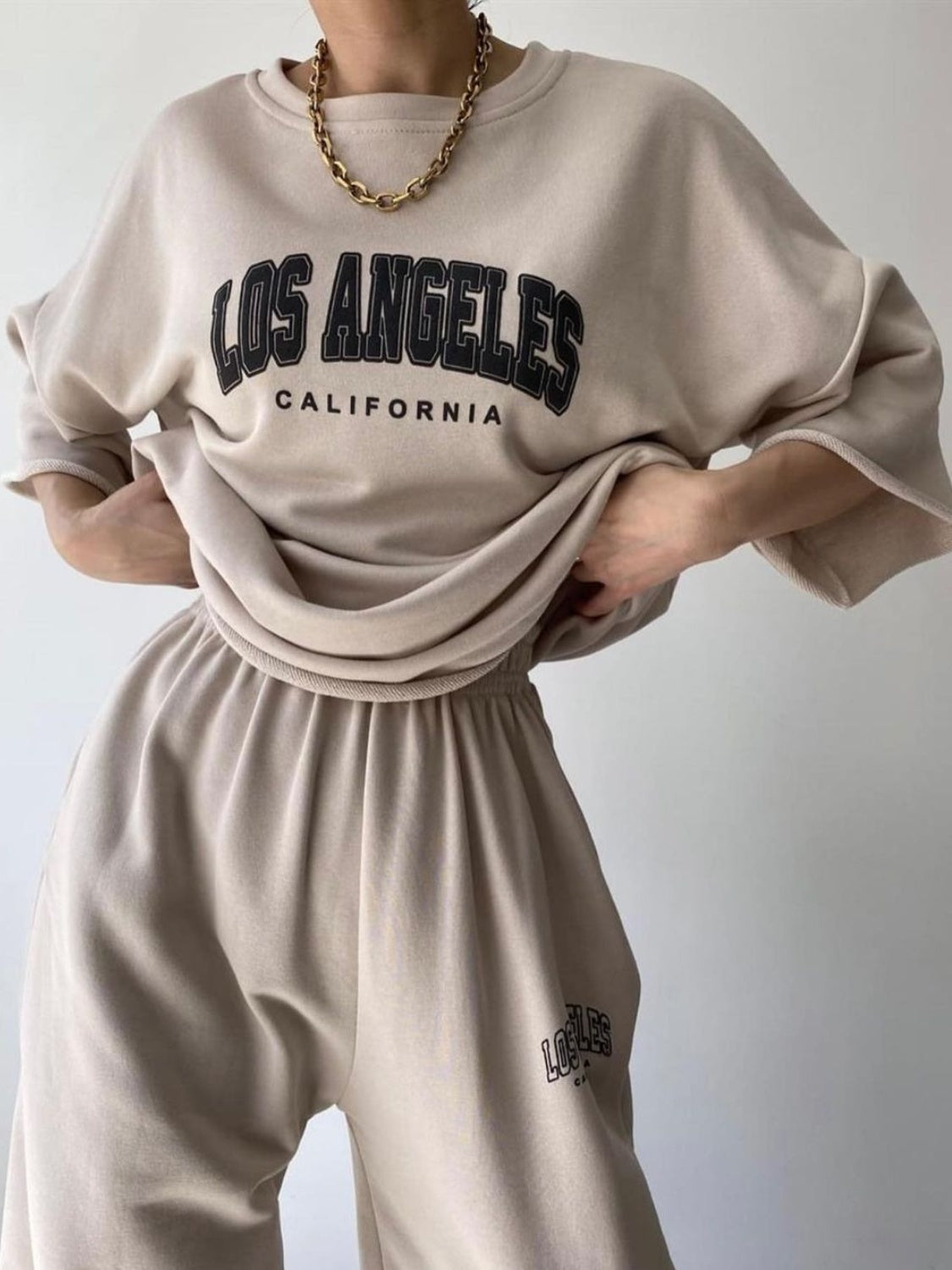 LOS ANGELES CALIFORNIA Graphic Sweatshirt and Sweatpants Set - 2 PCS. - T - 5 COLORS -