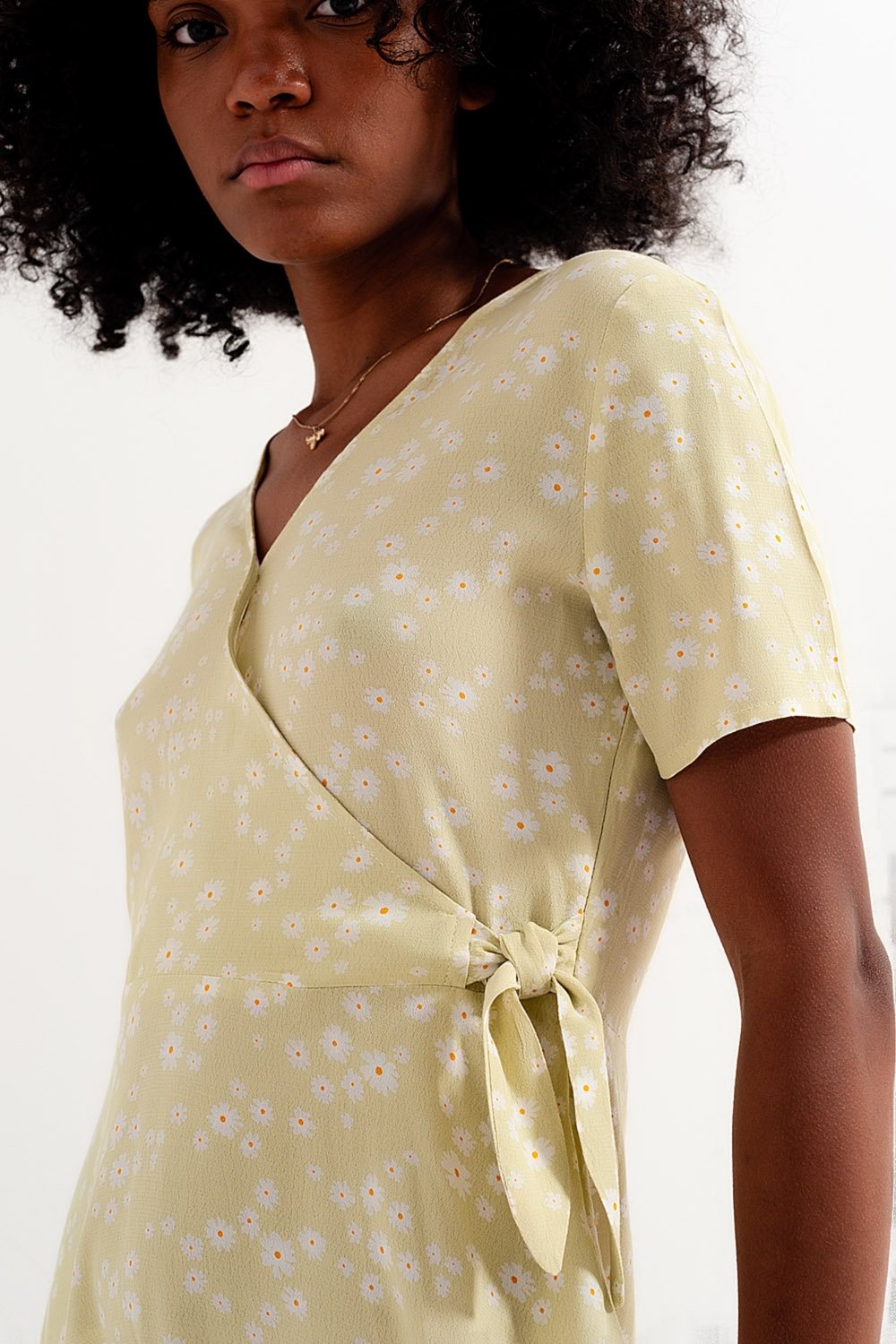 Q2 - Mini Wrap Dress in Daisy Print - 1 COLOR -