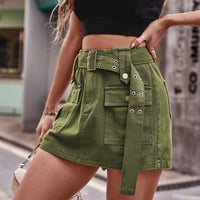 Thumbnail for Belted Denim Shorts with Pockets - T - 3 COLORS -