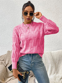 Thumbnail for Round Neck Long Sleeve Sweater - T - 5 COLORS -