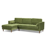 Thumbnail for GFURN - Bente Tufted Velvet Sectional Sofa - Green - LEFT OR RIGHT -