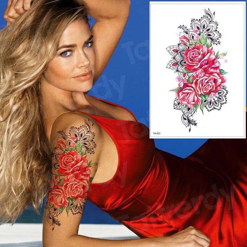 Temporary Tattoos - Black Flower Tattoo Sleeves -Water Transfer Tatoo - Peony Rose Tattoos - Body Art - Girls Arm Tattoos - [8 DAY DELIVERY] - 25 DESIGNS -