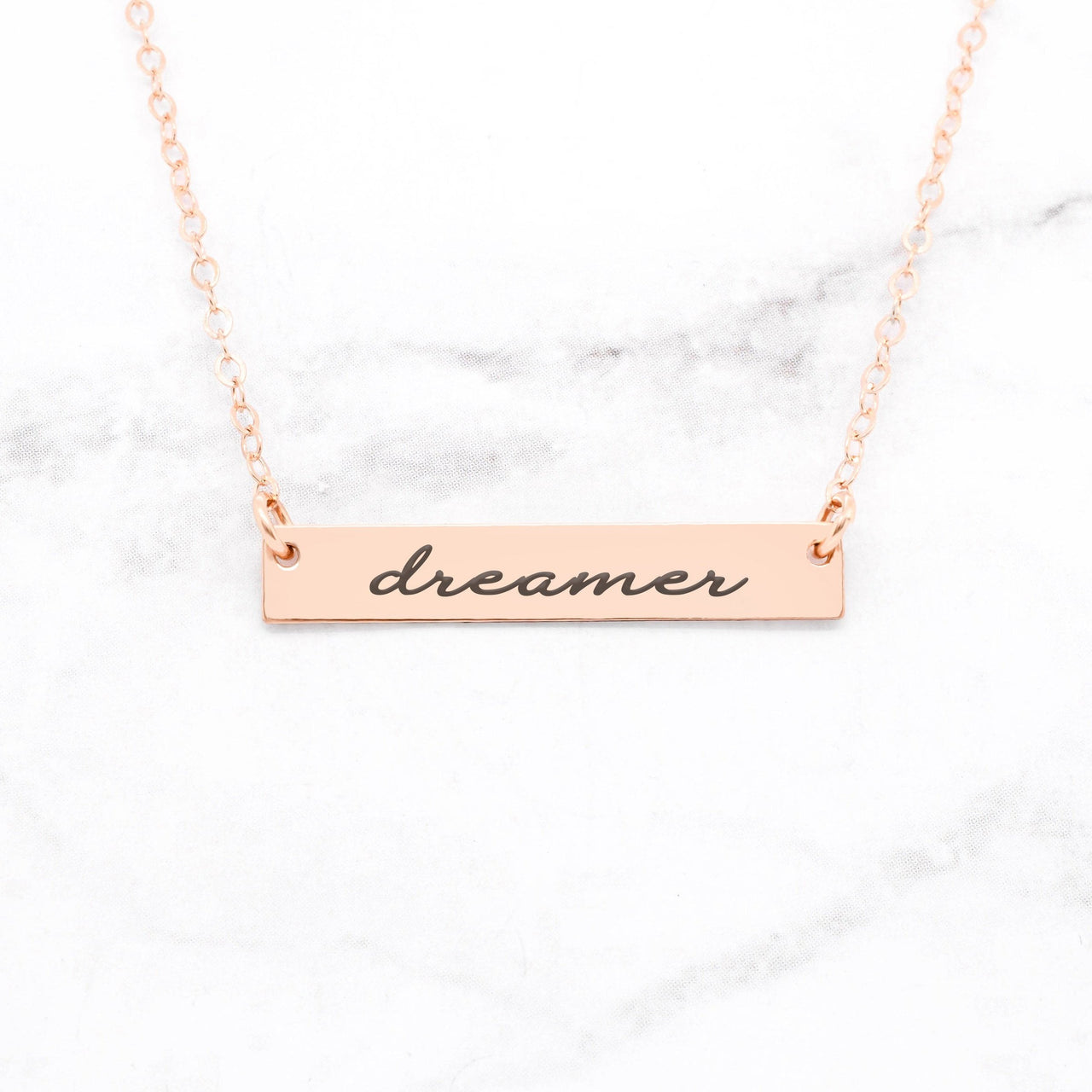 Dreamer Necklace - Rose Gold Bar Necklace -