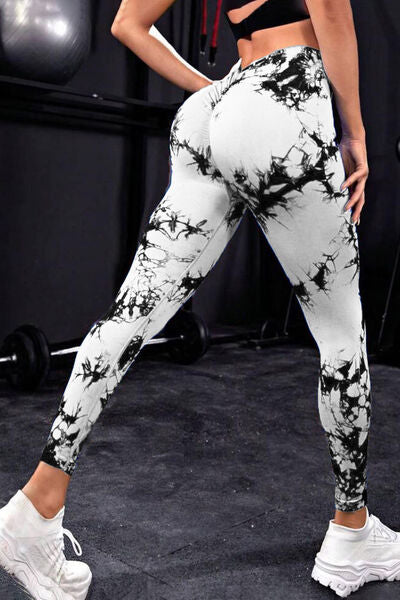 Printed High Waist Active Leggings - T - 5 COLORS -