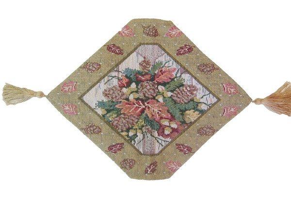 Rackandrefurbished - Merry Christmas Fiesta Floral Beige Tan Hand-Crafted Woven Tapestry Desk Dining Table Runners - 5 SIZES/LENGTHS -