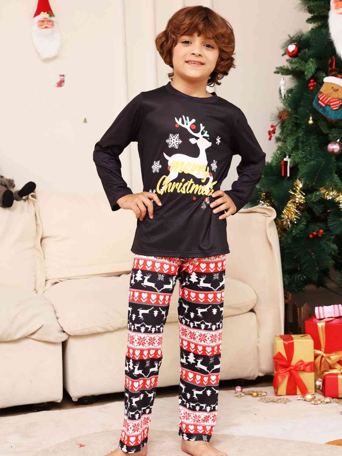 KIDS MERRY CHRISTMAS Graphic Top and Pants Set - T -