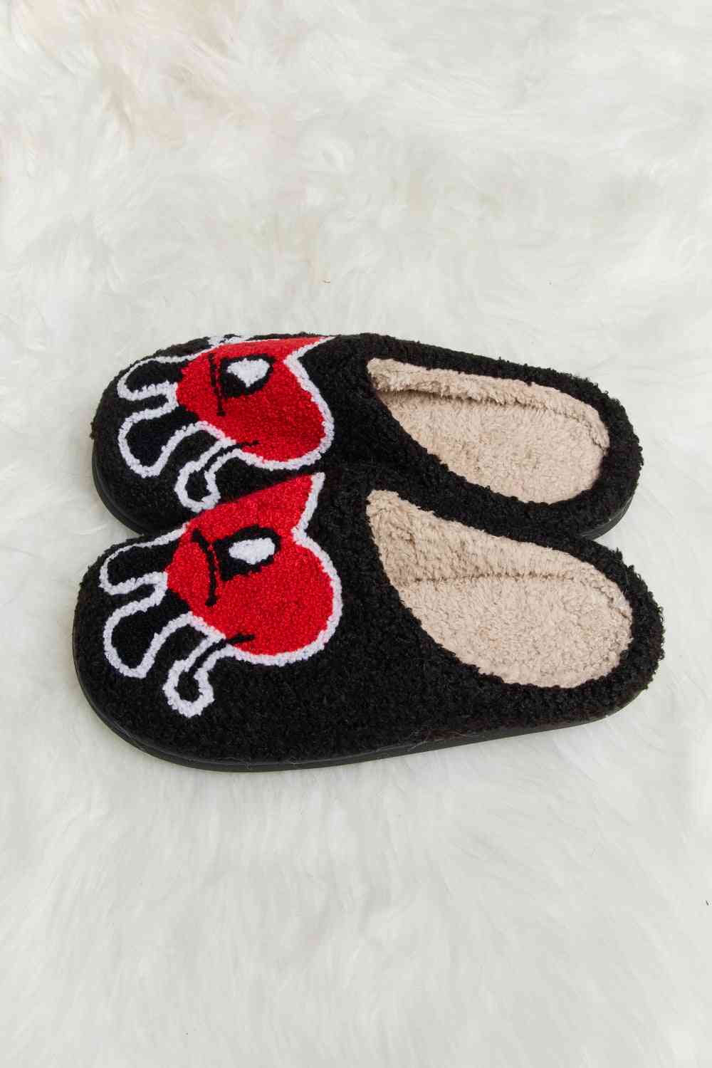 Melody Love Heart Print Plush Slippers - T - 2 COLORS -