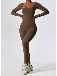 Thumbnail for Square Neck Long Sleeve Sports Jumpsuit - T - 1 COLOR -