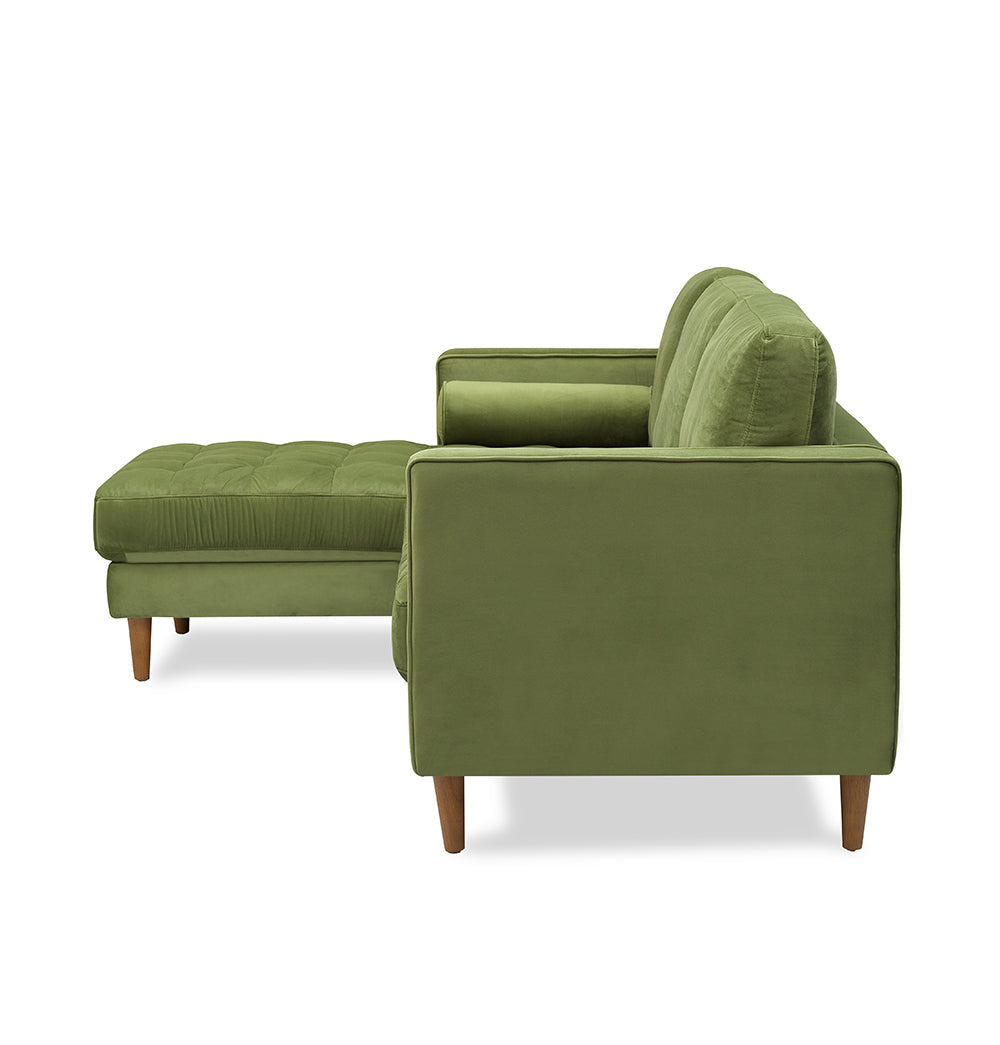 GFURN - Bente Tufted Velvet Sectional Sofa - Green - LEFT OR RIGHT -