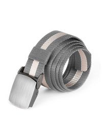 Thumbnail for Mens One Size Adjustable Strap Stripe Nylon Web Belt With Metal Buckle - 6 COLORS -