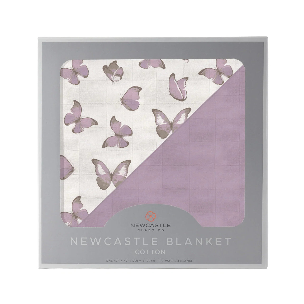 Newcastle - Winsome Butterflies and Orchid Lavender Cotton Newcastle Blanket -