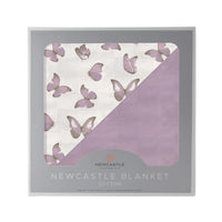 Thumbnail for Newcastle - Winsome Butterflies and Orchid Lavender Cotton Newcastle Blanket -