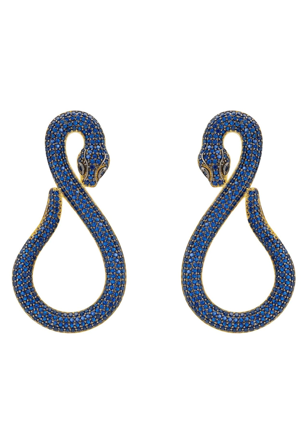 LATELITA - Asp Snake Drop Earrings Gold Sapphire -