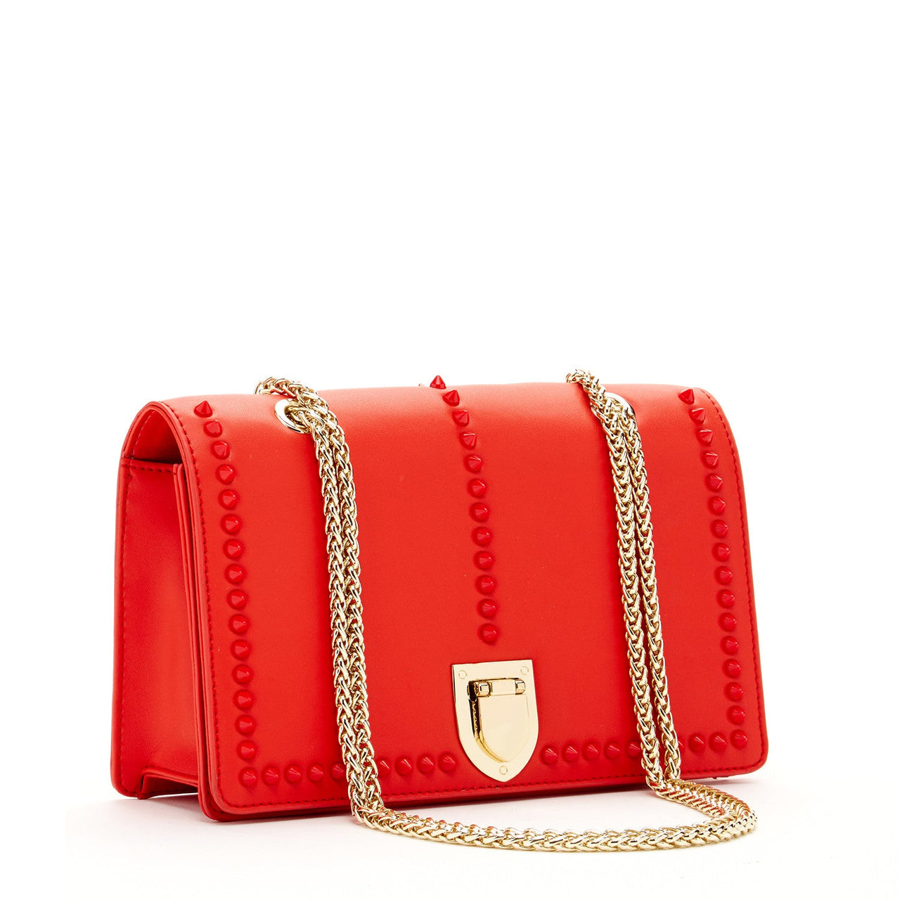 Josie Red Leather Purse With Chain -