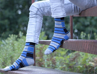 Thumbnail for Men's Blue Patterned Socks - 1 COLOR -