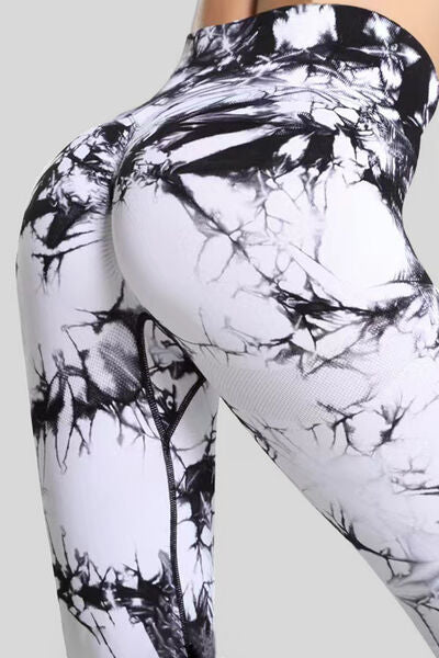 Printed High Waist Active Leggings - T - 5 COLORS -