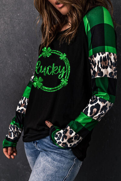 LUCKY Plaid Round Neck T-Shirt - T - 1 COLOR -