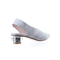 Thumbnail for Clear Heel Suede Pointed Toe Pumps (Silver)