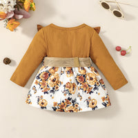 Thumbnail for Floral Print Belted Ruffle Trim Short Dress - T - 1 COLOR -