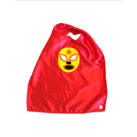 Thumbnail for mi cielo - Kid's Cape and Shirt- Luchador Amarillo - Yellow Mexican Wrestler Toddler T-Shirt & Red Cape Combo